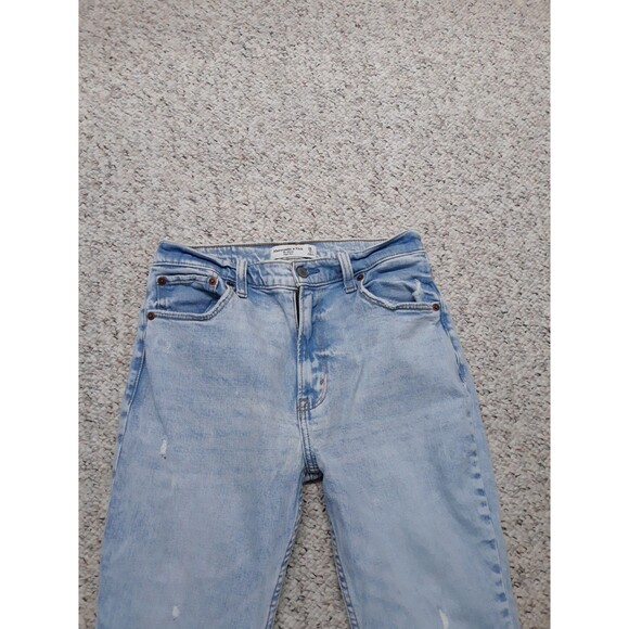 28 Abercrombie & Fitch 90s The Skinny High Rise Crop Ripped Distressed Raw Hem - Picture 2 of 7